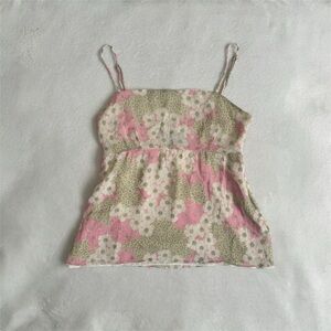 INC International Concepts Pink and Green Floral Spaghetti Strap Camisole